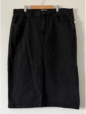 Universal Thread Black Wash Front Slit Denim Midi Skirt Women Size 16
